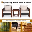 Pemberly Row 3-Pc Rattan Patio Wicker Furniture Set with Square Table in Brown