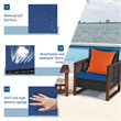 Pemberly Row 3-piece Rattan Patio Wicker Furniture Set with Square Table in Navy