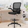 Pemberly Row Sponge Adjustable Height Drafting Chair w/ Lumbar Support in Black