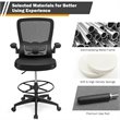 Pemberly Row Sponge Adjustable Height Drafting Chair w/ Lumbar Support in Black