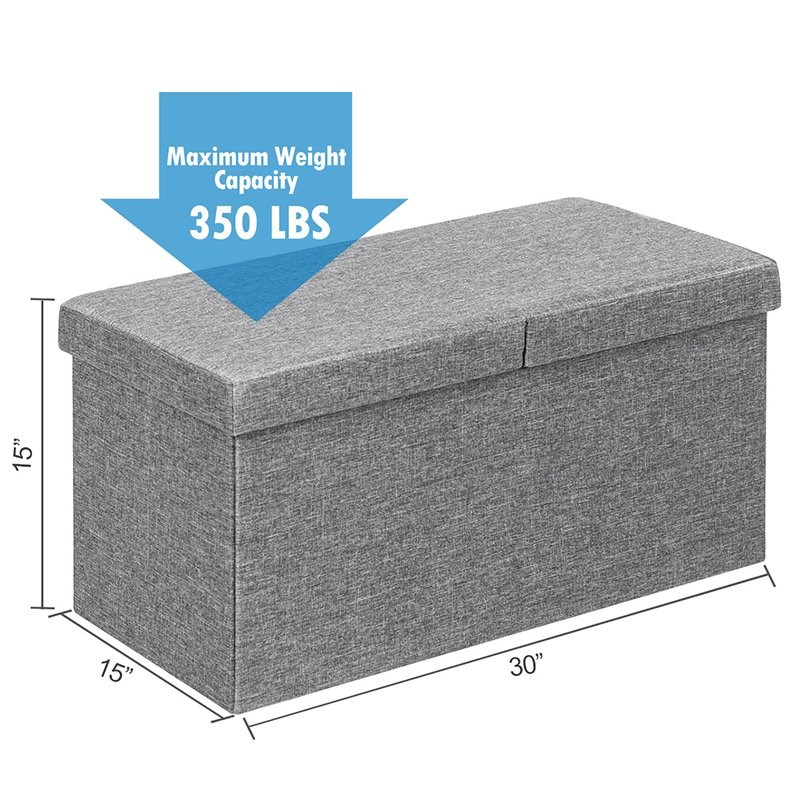 Pemberly Row 30'' Folding Storage Ottoman w/ Lift Top/Bedroom Bench - Light Gray