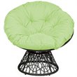 Pemberly Row Rattan Papasan Ergonomic Chair with Swivel Soft Cushion in Green