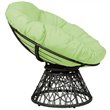 Pemberly Row Rattan Papasan Ergonomic Chair with Swivel Soft Cushion in Green