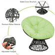 Pemberly Row Rattan Papasan Ergonomic Chair with Swivel Soft Cushion in Green