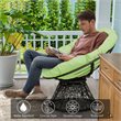 Pemberly Row Rattan Papasan Ergonomic Chair with Swivel Soft Cushion in Green