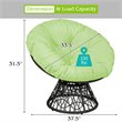 Pemberly Row Rattan Papasan Ergonomic Chair with Swivel Soft Cushion in Green