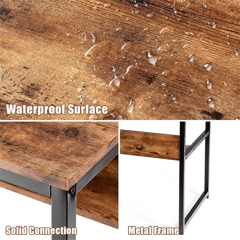 Pemberly Row 55'' Engineered Wood Computer Desk with Storage Shelf in Brown