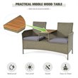 Pemberly Row Rattan Patio Conversation Set with Loveseat & Coffee Table in Gray