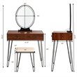 Pemberly Row Vanity Makeup Dressing Table with Mirror Touch Switch in Coffee