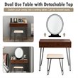 Pemberly Row Vanity Makeup Dressing Table with Mirror Touch Switch in Coffee