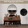 Pemberly Row Vanity Makeup Dressing Table with Mirror Touch Switch in Coffee
