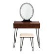Pemberly Row Vanity Makeup Dressing Table with Mirror Touch Switch in Coffee
