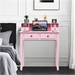 Pemberly Row MDF and Candlenut Dressing Table with 4 Drawers in Pink