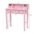 Pemberly Row MDF and Candlenut Dressing Table with 4 Drawers in Pink