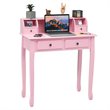 Pemberly Row MDF and Candlenut Dressing Table with 4 Drawers in Pink