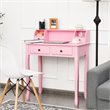 Pemberly Row MDF and Candlenut Dressing Table with 4 Drawers in Pink