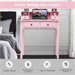 Pemberly Row MDF and Candlenut Dressing Table with 4 Drawers in Pink