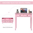Pemberly Row MDF and Candlenut Dressing Table with 4 Drawers in Pink