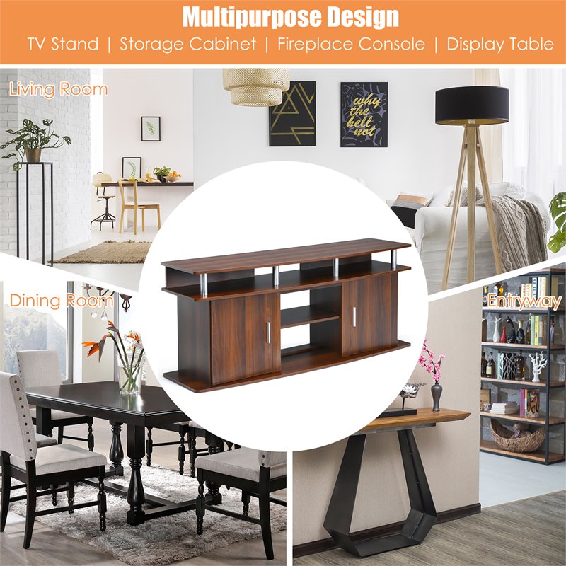 Pemberly Row Entertainment Center for TV's up to 70'' w/ 2 Cabinets Walnut