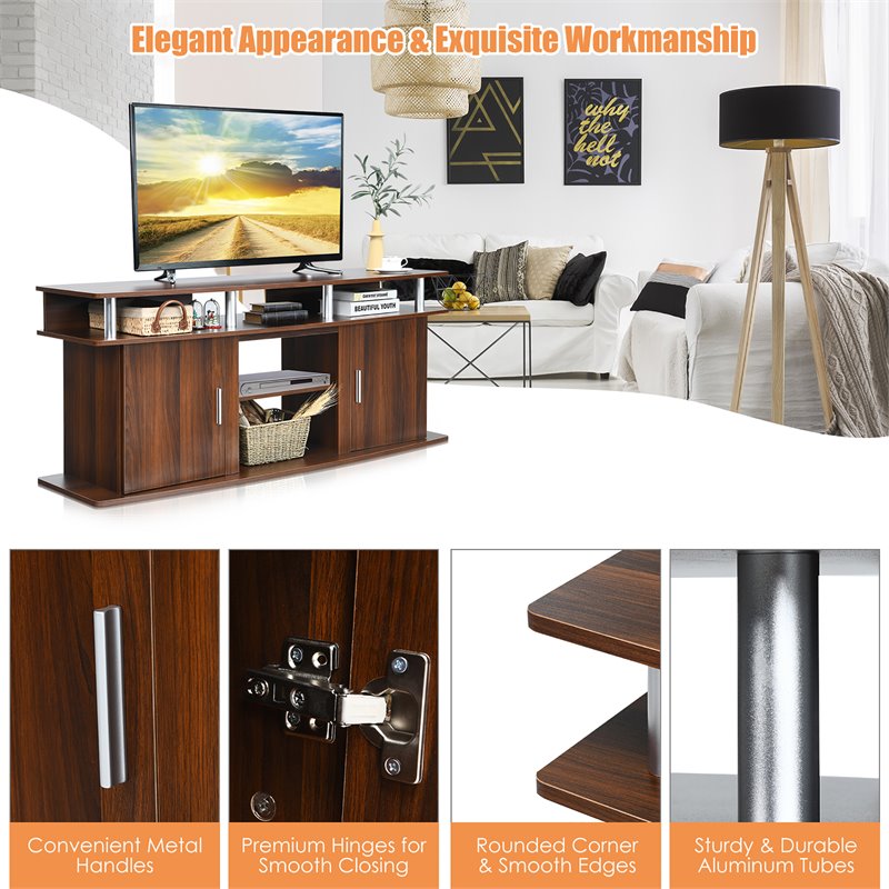 Pemberly Row Entertainment Center for TV's up to 70'' w/ 2 Cabinets Walnut