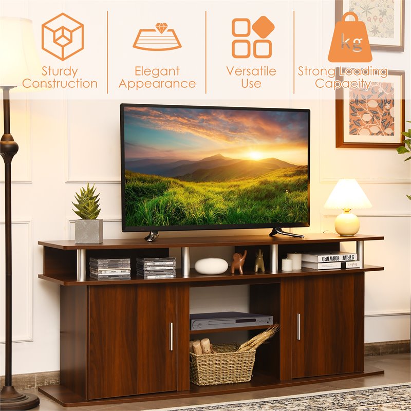Pemberly Row Entertainment Center for TV's up to 70'' w/ 2 Cabinets Walnut