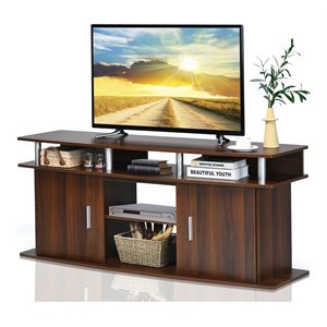 Pemberly Row Entertainment Center for TV's up to 70'' w/ 2 Cabinets Walnut