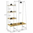 Pemberly Row 5 Shelves Metal Garment Rack Free Standing Closet Organizer - White