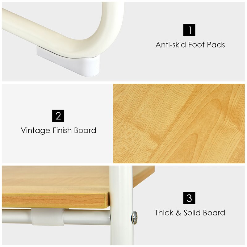 Pemberly Row 5 Shelves Metal Garment Rack Free Standing Closet Organizer - White