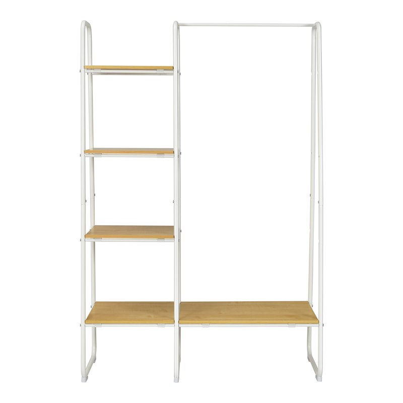 Pemberly Row 5 Shelves Metal Garment Rack Free Standing Closet Organizer - White