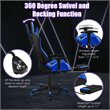 Pemberly Row PVC and Sponge Massage Gaming Chair with Footrest in Blue