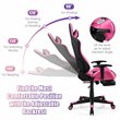 Pemberly Row PVC and Sponge Massage Gaming Chair with Footrest in Pink