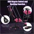 Pemberly Row PVC and Sponge Massage Gaming Chair with Footrest in Pink