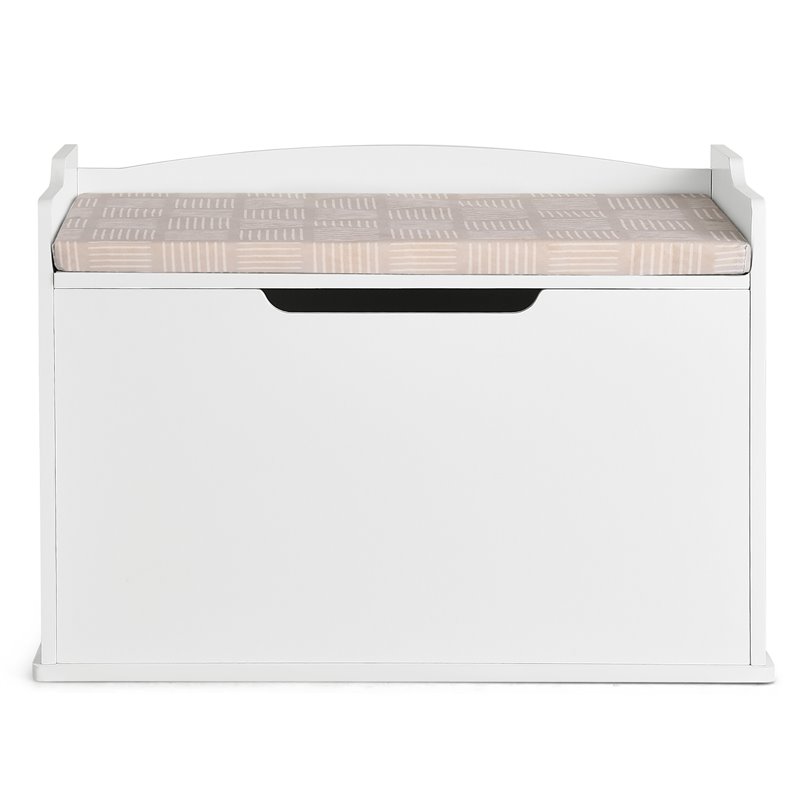 Pemberly Row Wood Toy Box Kids Storage Chest Lift Top Bench in White