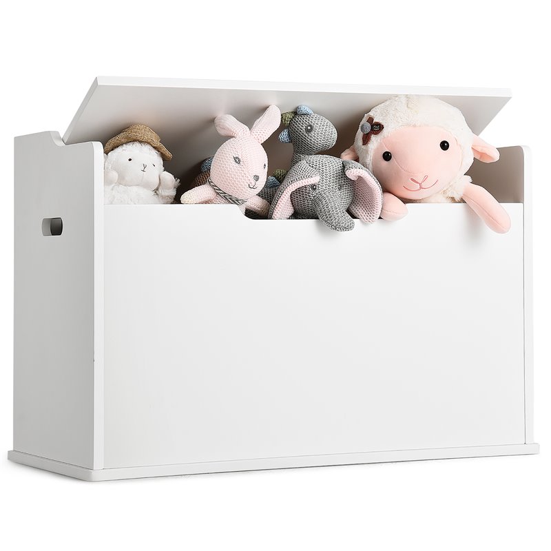 Pemberly Row Wood Toy Box Kids Storage Chest Lift Top Bench in White