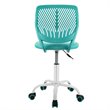 Pemberly Row Sponge Adjustable Mid Back Swivel Armless Office Chair in Turquoise
