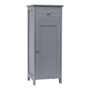 Pemberly Row Free-Standing Bathroom Floor Cabinet Storage Organizer in Gray