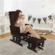 Pemberly Row Contemporary Fabric Rocking Chair Glider & Ottoman Set in Brown