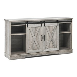 Pemberly Row Wood TV Stand for TV's up to 59&quot with Adjustable Shelf in Gray