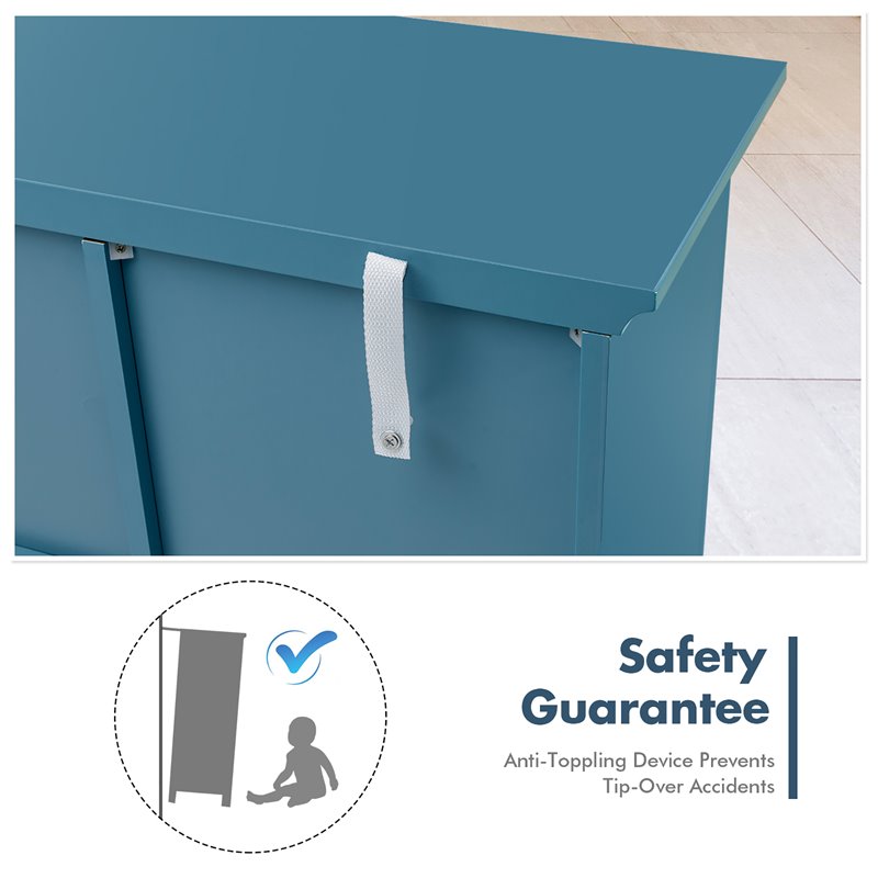 Pemberly Row Drawers & Doors Buffet Sideboard Table Kitchen Storage Cabinet-Blue