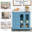 Pemberly Row Drawers & Doors Buffet Sideboard Table Kitchen Storage Cabinet-Blue