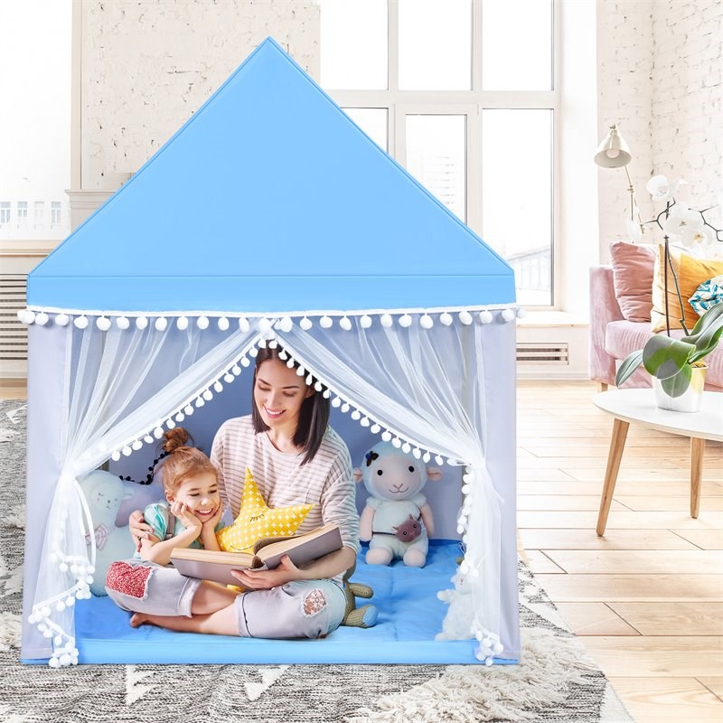Pemberly Row Large Kids Play Tent/Playhouse Children/Castle Fairy Tent-Mat Blue