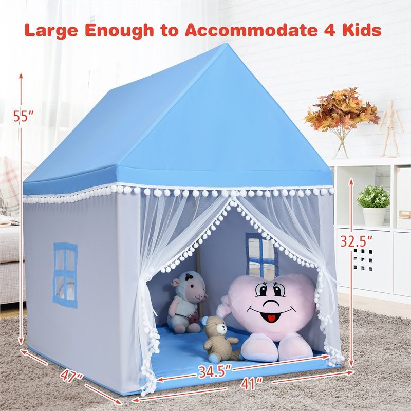 Pemberly Row Large Kids Play Tent/Playhouse Children/Castle Fairy Tent-Mat Blue