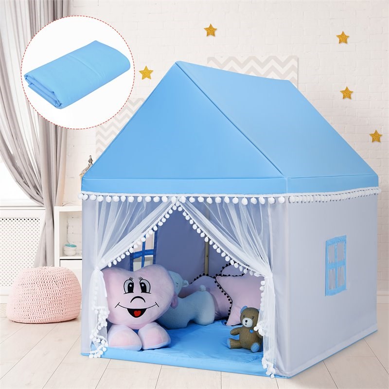 Pemberly Row Large Kids Play Tent/Playhouse Children/Castle Fairy Tent-Mat Blue