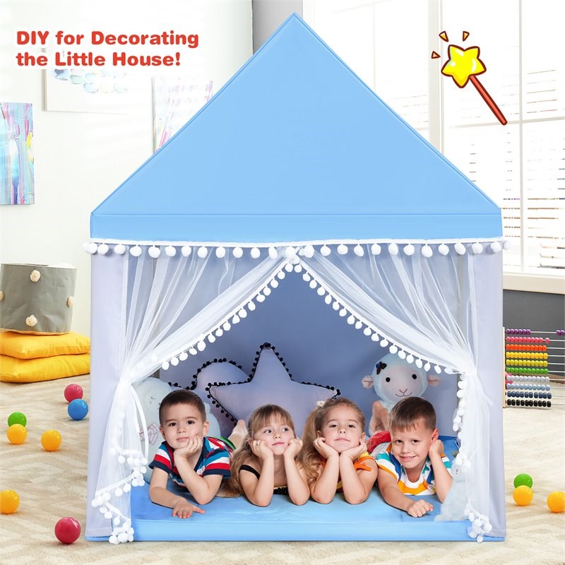 Pemberly Row Large Kids Play Tent/Playhouse Children/Castle Fairy Tent-Mat Blue