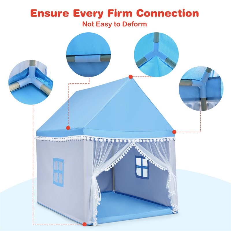 Pemberly Row Large Kids Play Tent/Playhouse Children/Castle Fairy Tent-Mat Blue