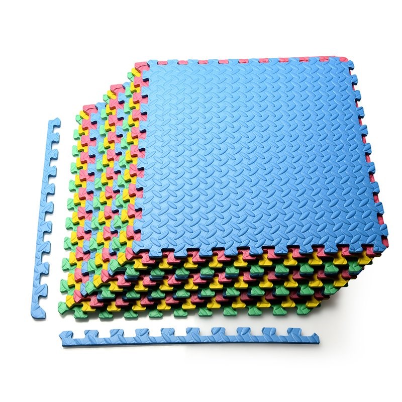 Pemberly Row 12-Pc Interlocking Kid's Puzzle Exercise Play Mats in Multi-Color