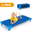 Pemberly Row Stackable Naptime Cot Daycare Rest Mat in Blue (Set of 6)
