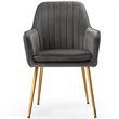 Pemberly Row Velvet Mid-Back Leisure Armchair with Gold Leg in Gray (Set of 2)