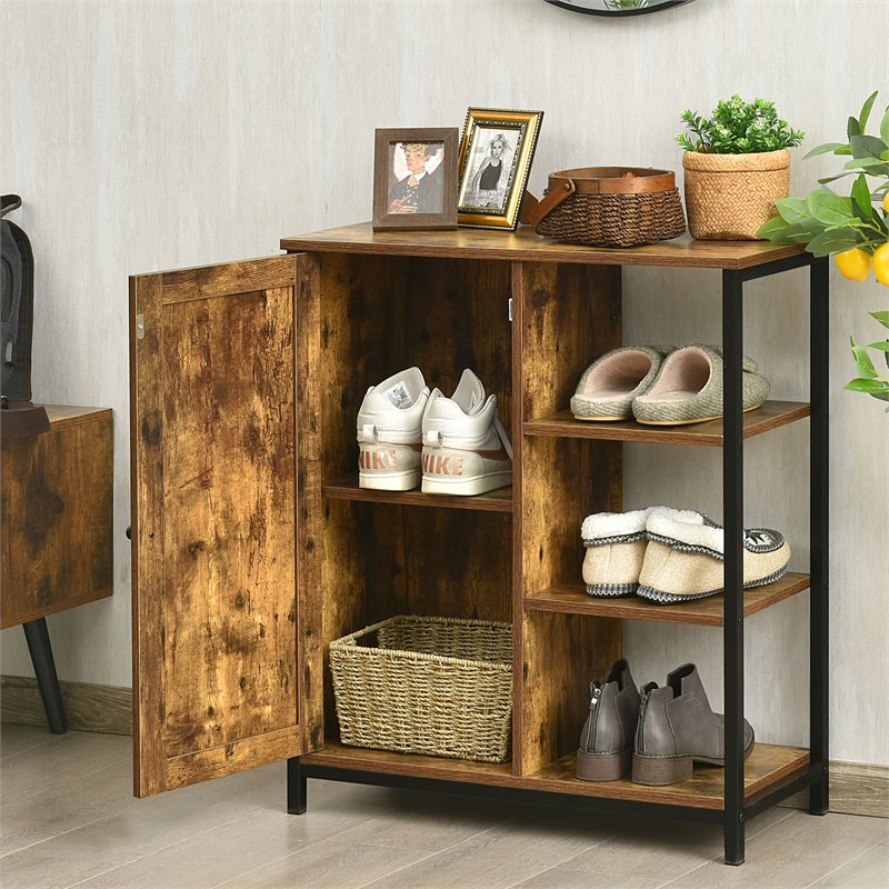 Pemberly Row Storage Cabinet Multipurpose Freestanding Cupboard in Brown/Black