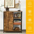 Pemberly Row Storage Cabinet Multipurpose Freestanding Cupboard in Brown/Black